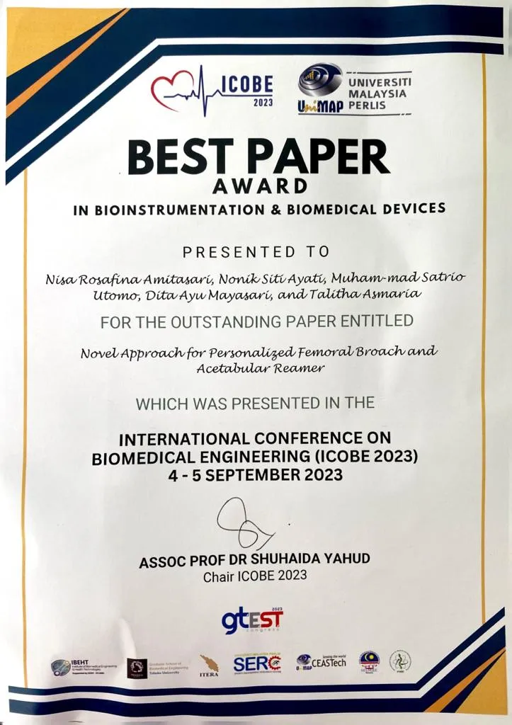Best Paper - International Conference on Biomedical Engineering (ICOBE 2023)