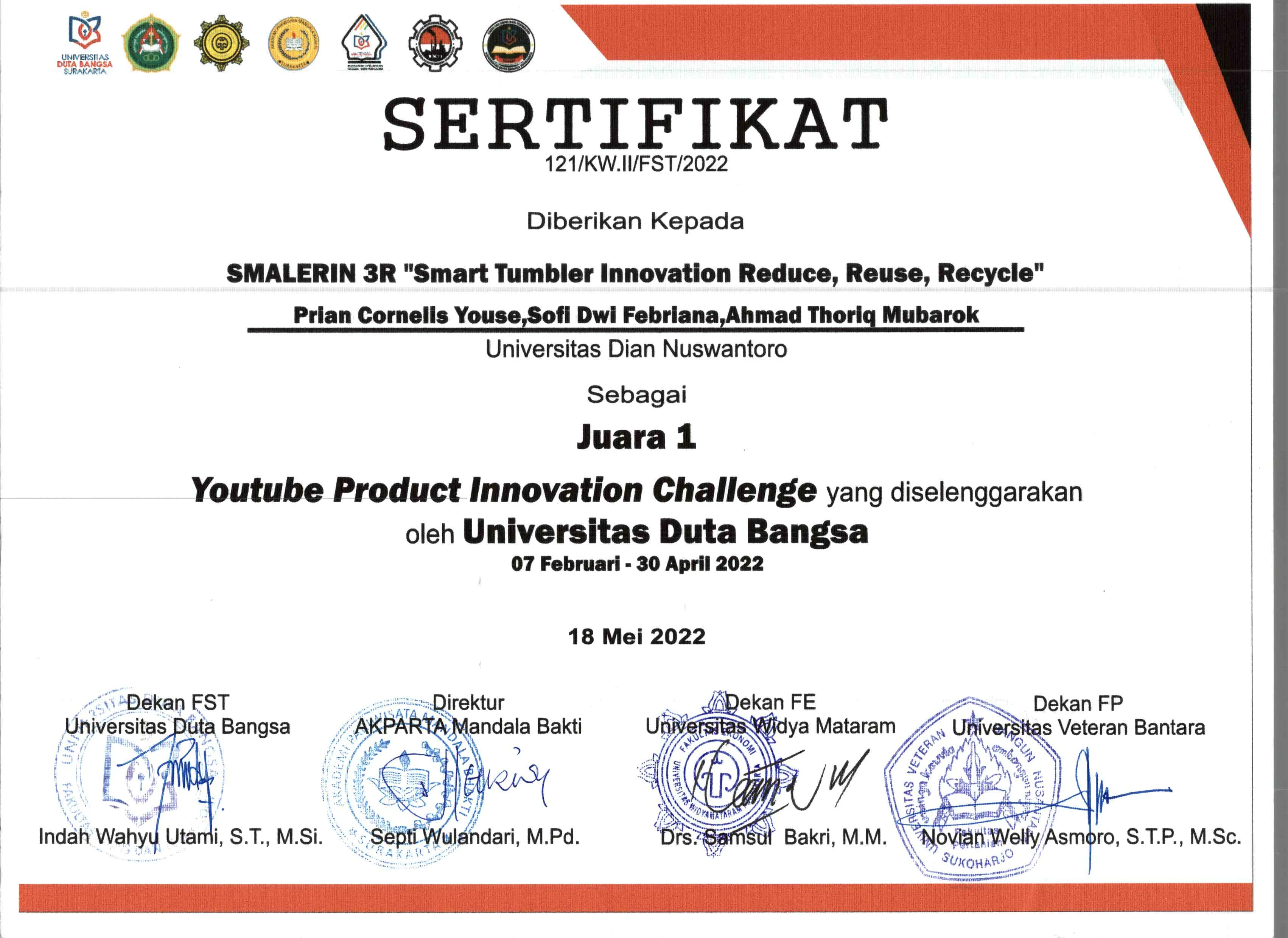 SMALERIN 3R “Smart Tumbler Innovation Reduce, Reuse, Recycle” - Juara 1 Youtube Product Innovation Challenge 
