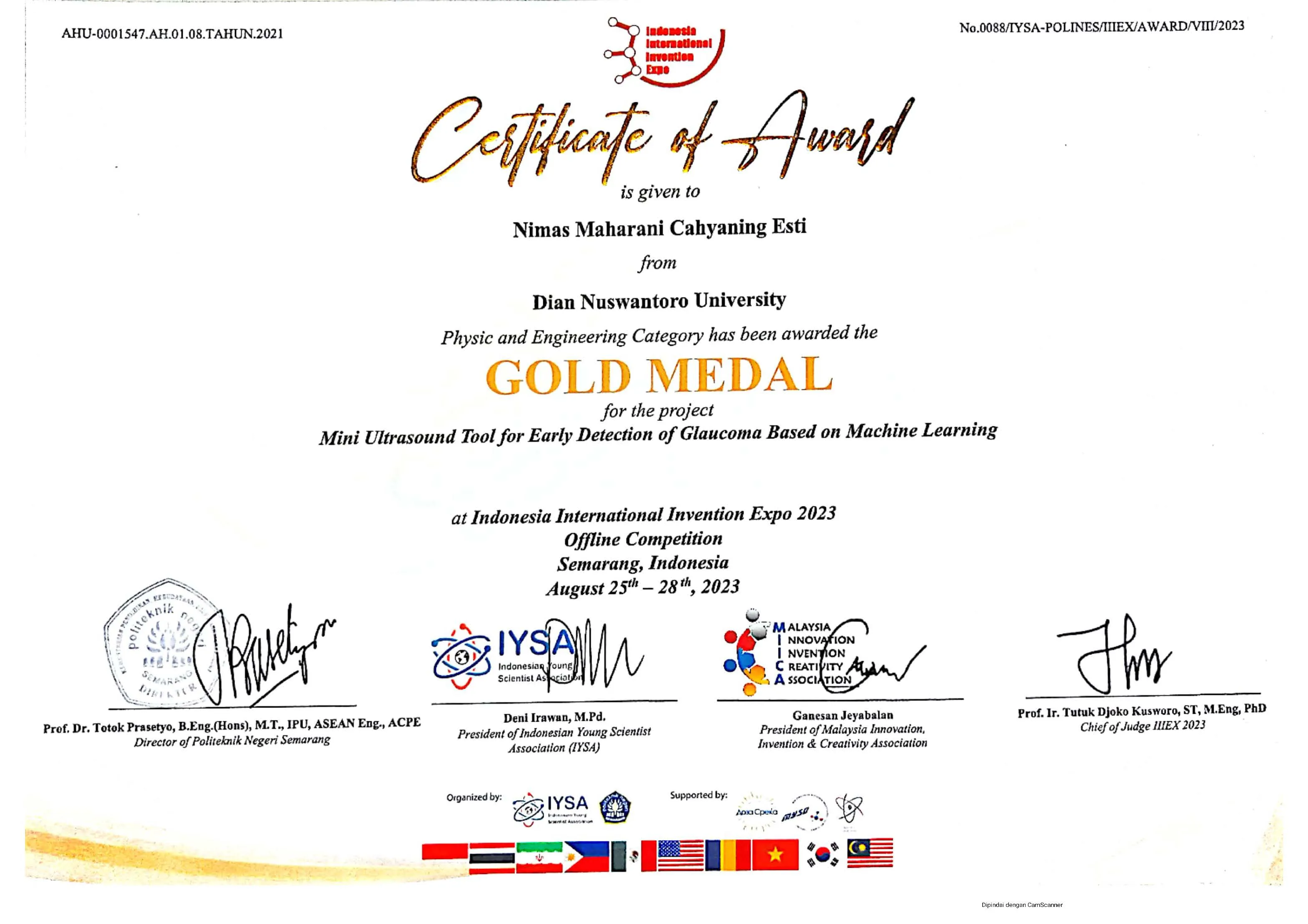 Gold Medal - Indonesia International Invention Expo 2023 Offline Competition