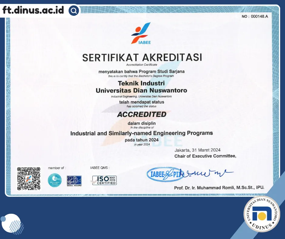 Program Studi Teknik Industri "Terakreditasi Internasional" IABEE